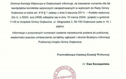 Zdjęcie do Informacja o losowaniu numer&oacute;w list