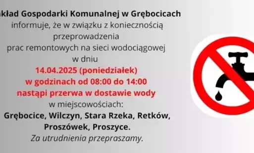 Zdjęcie do ZGK: 14 kwietnia przerwa w dostawie wody
