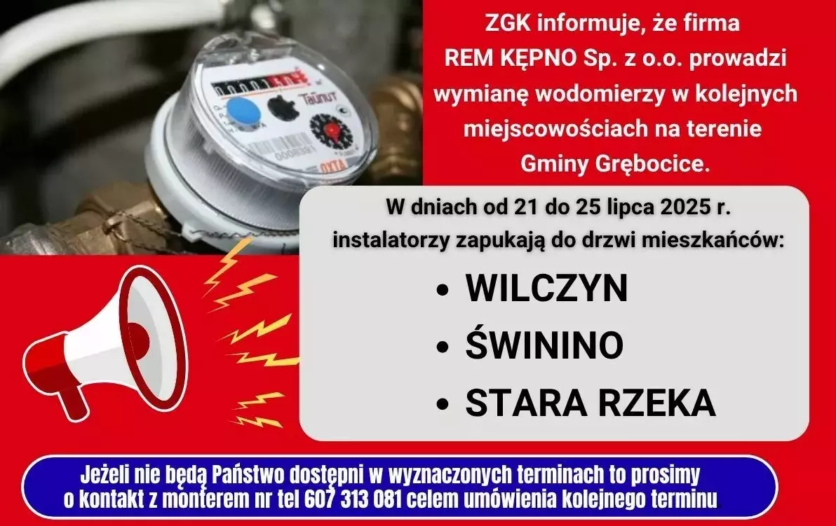 Zdjęcie do ZGK: Przystępujemy do wymiany wodomierzy na terenie Gminy Grębocice