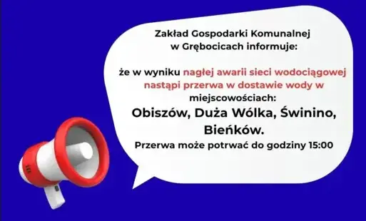 Zdjęcie do ZGK informuje o awarii sieci wodociągowej!