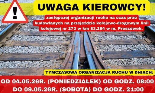 Zdjęcie do Zamknięty przejazd kolejowy na 5 dni w kierunku Prosz&oacute;wka