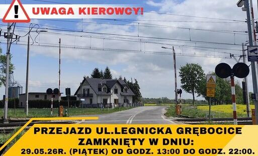 Zdjęcie do Przejazd na ul. Legnickiej będzie zamknięty 29 maja 2026r.