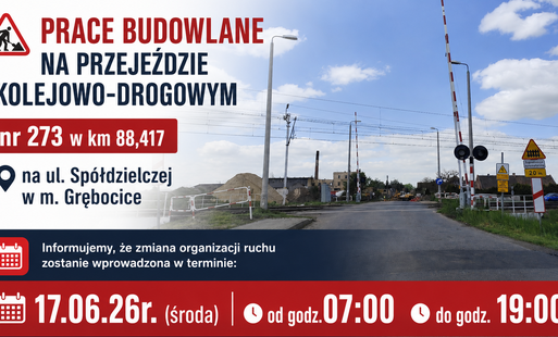 Zdjęcie do Prace budowlane na przejeździe kolejowo-drogowym przy ul. Sp&oacute;łdzielczej w Grębocicach