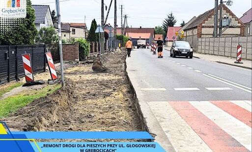 Zdjęcie do  Ruszył remont chodnik&oacute;w przy ul. Głogowskiej w Grębocicach