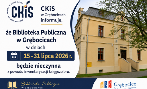 Zdjęcie do Uwaga czytelnicy!: Biblioteka Publiczna w Grębocicach będzie nieczynna w dniach 15&ndash;31 lipca 2026 r.