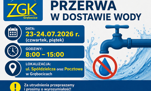 Zdjęcie do Przerwa w dostawie wody na ul. Sp&oacute;łdzielczej w Grębocicach