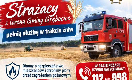 Zdjęcie do  Strażacy z terenu Gminy Grębocice pełnią służbę w trakcie żniw