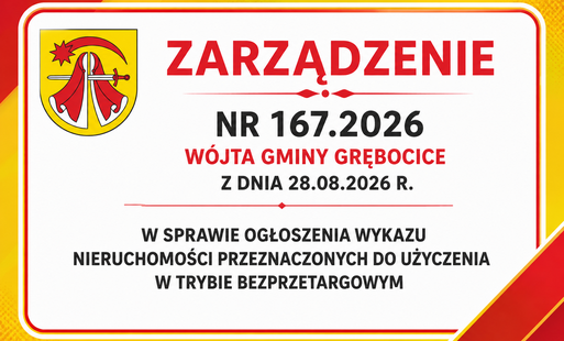 Zdjęcie do ZARZĄDZENIE NR 167.2026 z wykazem nieruchomości przeznaczonych do dzierżawy w trybie bezprzetargowym