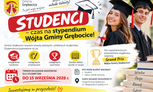 Zdjęcie do Studenci &ndash; czas na stypendium W&oacute;jta Gminy Grębocice! Wnioski do 15 września