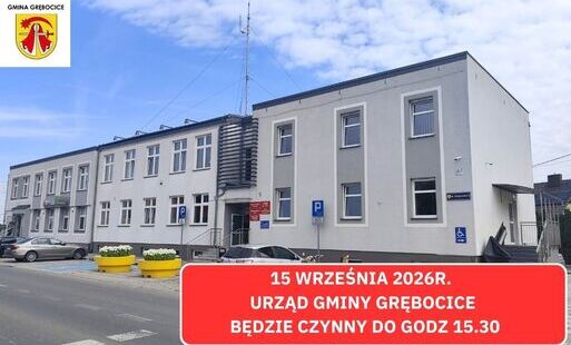Zdjęcie do 15 września Urząd Gminy Grębocice będzie czynny do godz. 15:30