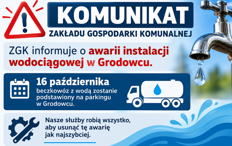Awaria sieci wodociągowej w Grodowcu
