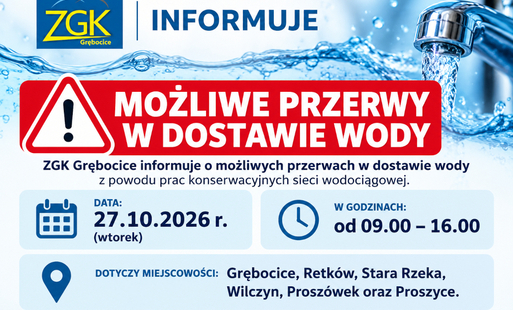 Zdjęcie do ZGK Informuje: 27 października możliwe przerwy w dostawie wody