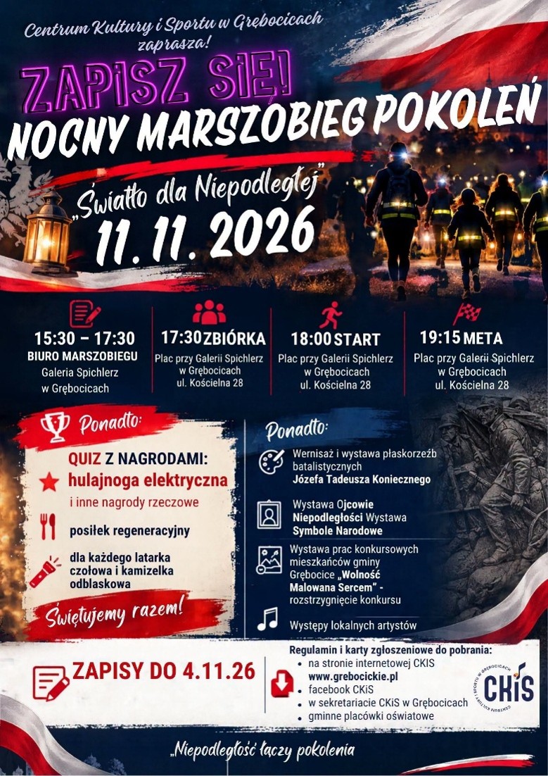 Nocny Marszobieg Pokoleń „Światło dla Niepodległej” w Grębocicach