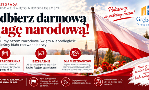 Zdjęcie do Biało-czerwone flagi dla mieszkańc&oacute;w Gminy Grębocice! Odbierz swoją i świętujmy razem!